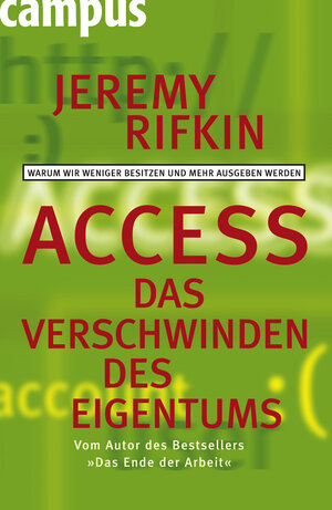 Buchcover Access - Das Verschwinden des Eigentums | Jeremy Rifkin | EAN 9783593383743 | ISBN 3-593-38374-8 | ISBN 978-3-593-38374-3