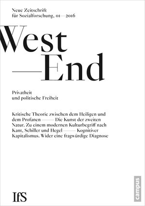 Buchcover WestEnd 2016/1: Privatheit und politische Freiheit  | EAN 9783593433899 | ISBN 3-593-43389-3 | ISBN 978-3-593-43389-9