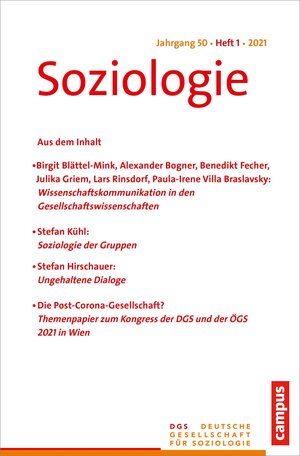 Buchcover Soziologie 1/2021  | EAN 9783593513874 | ISBN 3-593-51387-0 | ISBN 978-3-593-51387-4