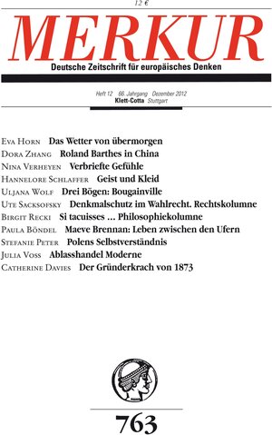Buchcover MERKUR Deutsche Zeitschrift für europäisches Denken  | EAN 9783608106305 | ISBN 3-608-10630-8 | ISBN 978-3-608-10630-5