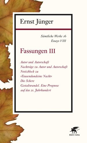 Buchcover Sämtliche Werke - Band 16 | Ernst Jünger | EAN 9783608109160 | ISBN 3-608-10916-1 | ISBN 978-3-608-10916-0
