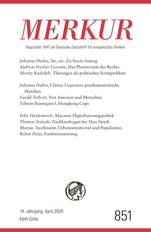 Buchcover MERKUR 4/2020  | EAN 9783608111750 | ISBN 3-608-11175-1 | ISBN 978-3-608-11175-0