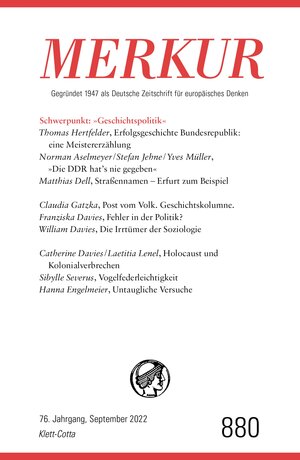 Buchcover MERKUR Gegründet 1947 als Deutsche Zeitschrift für europäisches Denken - 9/2022  | EAN 9783608119053 | ISBN 3-608-11905-1 | ISBN 978-3-608-11905-3