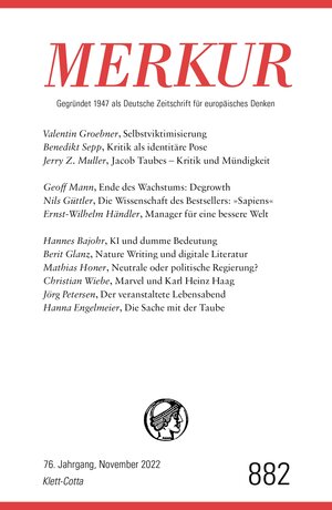Buchcover MERKUR Gegründet 1947 als Deutsche Zeitschrift für europäisches Denken - 11/2022  | EAN 9783608119077 | ISBN 3-608-11907-8 | ISBN 978-3-608-11907-7