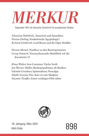 Buchcover MERKUR 3/2024, Jg.78  | EAN 9783608123036 | ISBN 3-608-12303-2 | ISBN 978-3-608-12303-6
