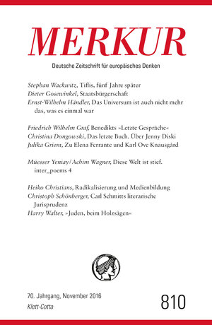 Buchcover MERKUR Deutsche Zeitschrift für europäisches Denken - 2016-11  | EAN 9783608974492 | ISBN 3-608-97449-0 | ISBN 978-3-608-97449-2