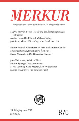 Buchcover MERKUR Gegründet 1947 als Deutsche Zeitschrift für europäisches Denken - 5/2022  | EAN 9783608975161 | ISBN 3-608-97516-0 | ISBN 978-3-608-97516-1