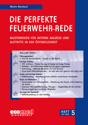 Buchcover Die perfekte Feuerwehr-Rede Heft 5 | Martin Bernhard | EAN 9783609623771 | ISBN 3-609-62377-2 | ISBN 978-3-609-62377-1