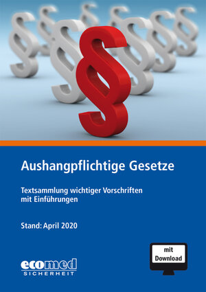 Buchcover Aushangpflichtige Gesetze | Joachim Schwede | EAN 9783609694481 | ISBN 3-609-69448-3 | ISBN 978-3-609-69448-1