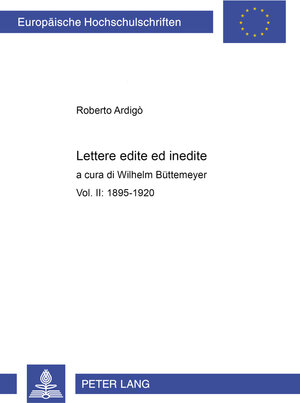 Buchcover Lettere edite ed inedite | Wilhelm Büttemeyer | EAN 9783631347300 | ISBN 3-631-34730-8 | ISBN 978-3-631-34730-0