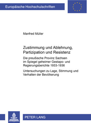 Buchcover Zustimmung und Ablehnung, Partizipation und Resistenz | Manfred Müller | EAN 9783631369364 | ISBN 3-631-36936-0 | ISBN 978-3-631-36936-4