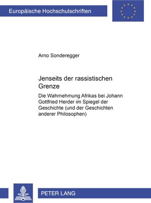 Buchcover Jenseits der rassistischen Grenze | Arno Sonderegger | EAN 9783631392058 | ISBN 3-631-39205-2 | ISBN 978-3-631-39205-8