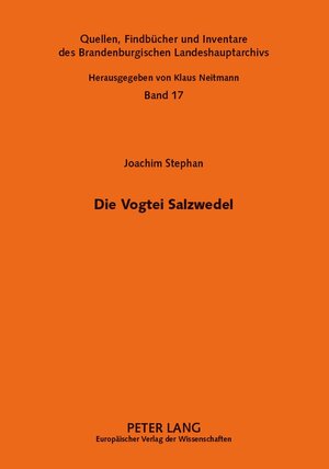 Buchcover Die Vogtei Salzwedel | Joachim Stephan | EAN 9783631548080 | ISBN 3-631-54808-7 | ISBN 978-3-631-54808-0