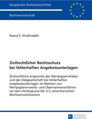 Buchcover Zivilrechtlicher Rechtsschutz bei fehlerhaften Angebotsunterlagen | Rassul Khalilzadeh | EAN 9783631659816 | ISBN 3-631-65981-4 | ISBN 978-3-631-65981-6