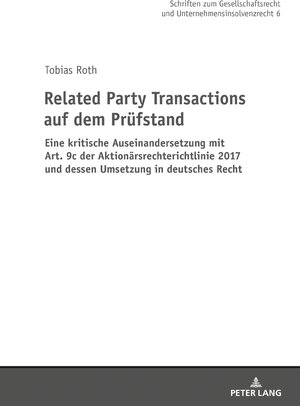 Buchcover Related Party Transactions auf dem Prüfstand | Tobias Roth | EAN 9783631769768 | ISBN 3-631-76976-8 | ISBN 978-3-631-76976-8