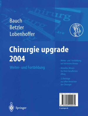 Buchcover Chirurgie upgrade 2004  | EAN 9783642185465 | ISBN 3-642-18546-0 | ISBN 978-3-642-18546-5