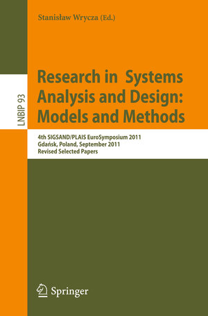 Buchcover Research in Systems Analysis and Design: Models and Methods | EAN 9783642256752 | ISBN 3-642-25675-9 | ISBN 978-3-642-25675-2
