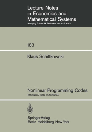 Buchcover Nonlinear Programming Codes | Klaus Schittkowski | EAN 9783642464249 | ISBN 3-642-46424-6 | ISBN 978-3-642-46424-9