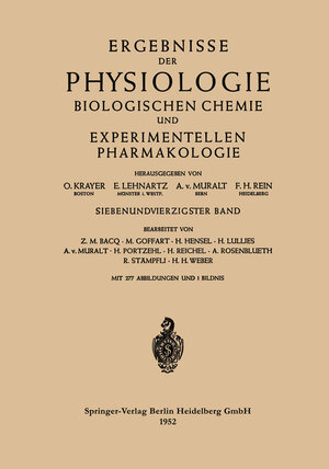 Buchcover Ergebnisse der Physiologie Biologischen Chemie und Experimentellen Pharmakologie  | EAN 9783642497148 | ISBN 3-642-49714-4 | ISBN 978-3-642-49714-8