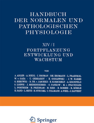 Buchcover Fortpflanzung; Entwicklung und Wachstum. 2 Teile. 1926/27 | A. Adler | EAN 9783642503481 | ISBN 3-642-50348-9 | ISBN 978-3-642-50348-1