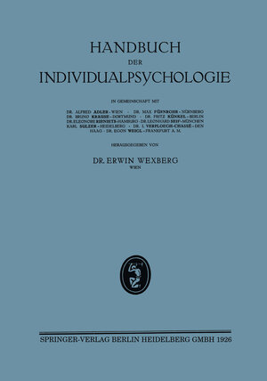 Buchcover Handbuch der Individualpsychologie | Egon Wexberg | EAN 9783642506925 | ISBN 3-642-50692-5 | ISBN 978-3-642-50692-5
