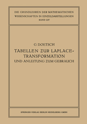 Buchcover Tabellen zur Laplace-Transformation und Anleitung zum Gebrauch | Gustav Doetsch | EAN 9783642527920 | ISBN 3-642-52792-2 | ISBN 978-3-642-52792-0