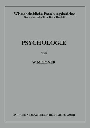 Buchcover Psychologie | Wolfgang Metzger | EAN 9783642533549 | ISBN 3-642-53354-X | ISBN 978-3-642-53354-9