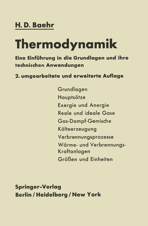 Buchcover Thermodynamik | Hans Dieter Baehr | EAN 9783642533570 | ISBN 3-642-53357-4 | ISBN 978-3-642-53357-0