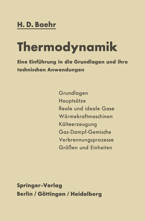 Buchcover Thermodynamik | Hans Dieter Baehr | EAN 9783642533587 | ISBN 3-642-53358-2 | ISBN 978-3-642-53358-7