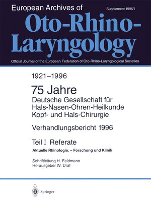 Buchcover Verhandlungsbericht 1996 der Deutschen Gesellschaft für Hals-Nasen-Ohren-Heilkunde, Kopf- und Hals-Chirurgie  | EAN 9783642611391 | ISBN 3-642-61139-7 | ISBN 978-3-642-61139-1