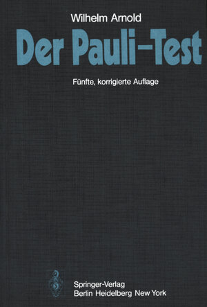 Buchcover Der Pauli-Test | W. Arnold | EAN 9783642662331 | ISBN 3-642-66233-1 | ISBN 978-3-642-66233-1