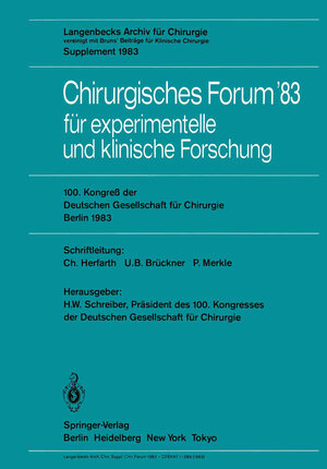 Buchcover Chirurgisches Forum ’83 für experimentelle und klinische Forschung  | EAN 9783642690136 | ISBN 3-642-69013-0 | ISBN 978-3-642-69013-6