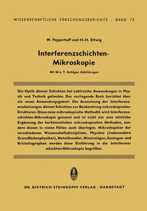 Buchcover Interferenzschichten-Mikroskopie | Werner Pepperhoff | EAN 9783642723018 | ISBN 3-642-72301-2 | ISBN 978-3-642-72301-8