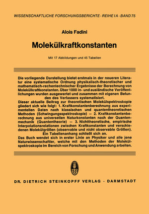 Buchcover Molekülkraftkonstanten | Alois Fadini | EAN 9783642723070 | ISBN 3-642-72307-1 | ISBN 978-3-642-72307-0