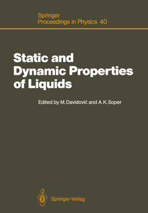 Buchcover Static and Dynamic Properties of Liquids | EAN 9783642749094 | ISBN 3-642-74909-7 | ISBN 978-3-642-74909-4