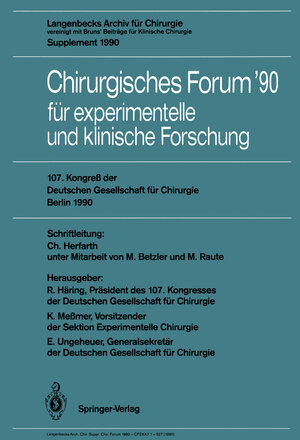 Buchcover 107. Kongreß der Deutschen Gesellschaft für Chirurgie Berlin, 17.–21. April 1990  | EAN 9783642755767 | ISBN 3-642-75576-3 | ISBN 978-3-642-75576-7