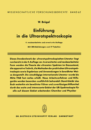Buchcover Einführung in die Ultrarotspektroskopie | W. Brügel | EAN 9783642865237 | ISBN 3-642-86523-2 | ISBN 978-3-642-86523-7