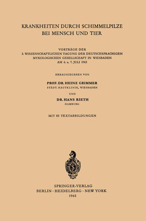 Buchcover Krankheiten durch Schimmelpilze bei Mensch und Tier  | EAN 9783642872365 | ISBN 3-642-87236-0 | ISBN 978-3-642-87236-5