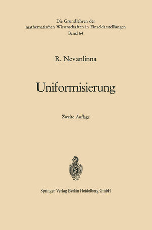 Buchcover Uniformisierung | Rolf Nevanlinna | EAN 9783642885617 | ISBN 3-642-88561-6 | ISBN 978-3-642-88561-7