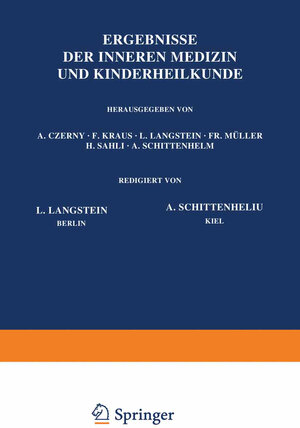 Buchcover Ergebnisse der Inneren Medizin und Kinderheilkunde | L. Langstein | EAN 9783642887871 | ISBN 3-642-88787-2 | ISBN 978-3-642-88787-1