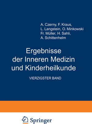 Buchcover Ergebnisse der Inneren Medizin und Kinderheilkunde | L. Langstein | EAN 9783642887901 | ISBN 3-642-88790-2 | ISBN 978-3-642-88790-1