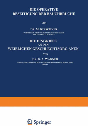 Buchcover Die Operative Beseitigung der Bauchbrüche. Die Eingriffe an den Weiblichen Geschlechtsorganen | M. Kirschner | EAN 9783642890567 | ISBN 3-642-89056-3 | ISBN 978-3-642-89056-7