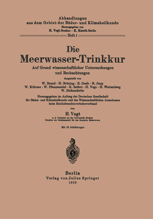 Buchcover Die Meerwasser-Trinkkur | Vogt Vogt | EAN 9783642904981 | ISBN 3-642-90498-X | ISBN 978-3-642-90498-1
