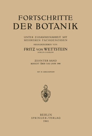 Buchcover Fortschritte der Botanik | Fritz von Wettstein | EAN 9783642905681 | ISBN 3-642-90568-4 | ISBN 978-3-642-90568-1