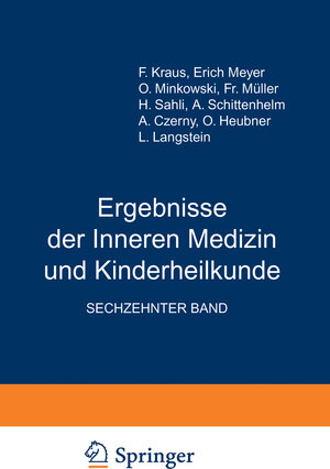 Buchcover Ergebnisse der Inneren Medizin und Kinderheilkunde | L. Langstein | EAN 9783642906220 | ISBN 3-642-90622-2 | ISBN 978-3-642-90622-0