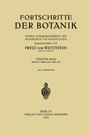 Buchcover Fortschritte der Botanik | Fritz von Wettstein | EAN 9783642924309 | ISBN 3-642-92430-1 | ISBN 978-3-642-92430-9