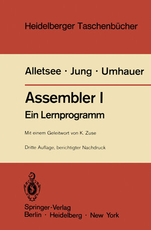 Buchcover Assembler I | Rainer Alletsee | EAN 9783642964978 | ISBN 3-642-96497-4 | ISBN 978-3-642-96497-8