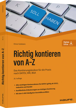 Buchcover Richtig kontieren von A-Z | Elmar Goldstein | EAN 9783648154564 | ISBN 3-648-15456-7 | ISBN 978-3-648-15456-4