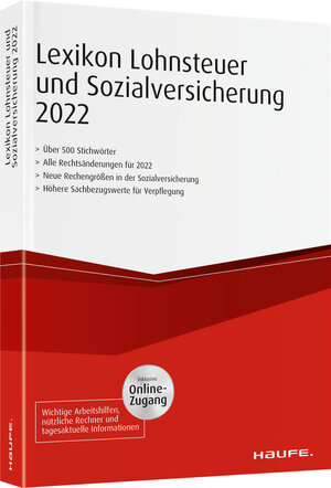 Buchcover Lexikon Lohnsteuer und Sozialversicherung 2022 - inkl. Onlinezugang  | EAN 9783648155486 | ISBN 3-648-15548-2 | ISBN 978-3-648-15548-6