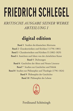Buchcover Kritische Ausgabe seiner Werke | Friedrich Schlegel | EAN 9783657788163 | ISBN 3-657-78816-6 | ISBN 978-3-657-78816-3
